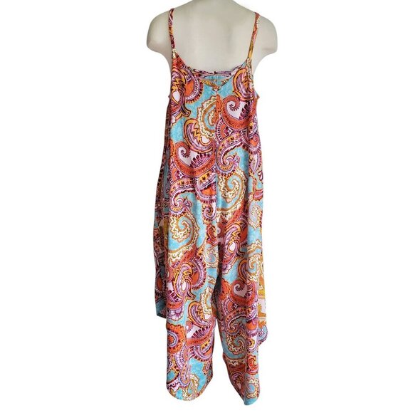 Ivy Street Jumpsuit Colorful Paisley Hankerchief Style Loose Fit Size L - Picture 7 of 16